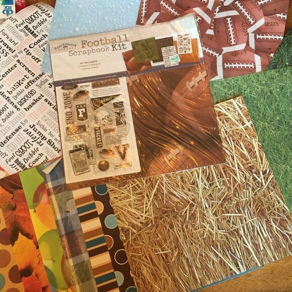 FOOTBALL SCRAPBOOK Kit with Extra Matching Paper - Picture 1 of 11